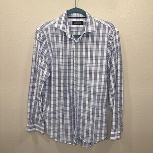 Nordstrom Blue and White Plaid Men's Shirt